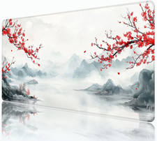 Watercolor Cherry Blossom Mouse Pad,XXL 35.4"x15.7" Big Gaming Mousepad,Japanese