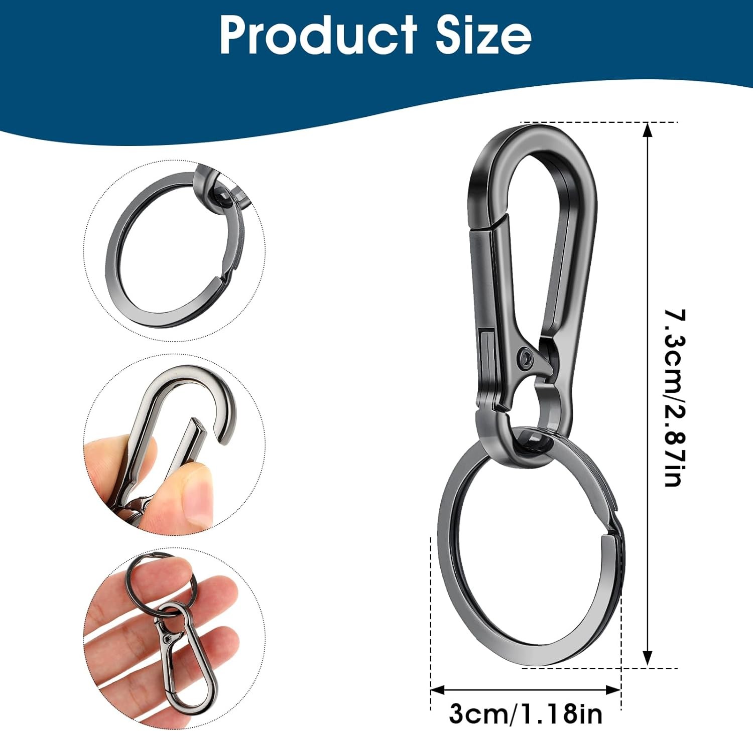 10× Metal Heavy Duty Carabiner Keychain Key Ring Clips Holder Organizer Black US