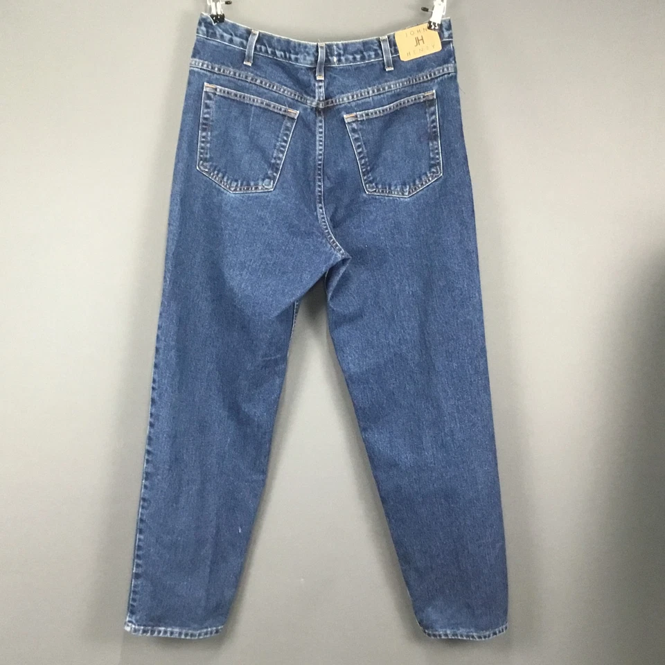 Pantalones de mezclilla John Henry para hombre 38x32 azul clásico 5 bolsillos pierna recta tiro alto Foto 2 de 4