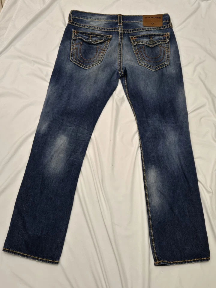 True Religion Jeans Mens 36Wx34L USA MADE Ricky With FLAP Thick Stitch Rare! 🔥  - Image 2 of 4