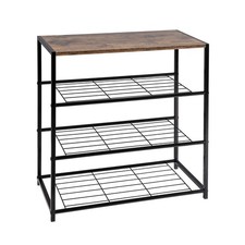 Image of Shoe Rack Shoe Organizer 3 Tier Shoe Bench Metal Wood Shoe Storage for Hallway