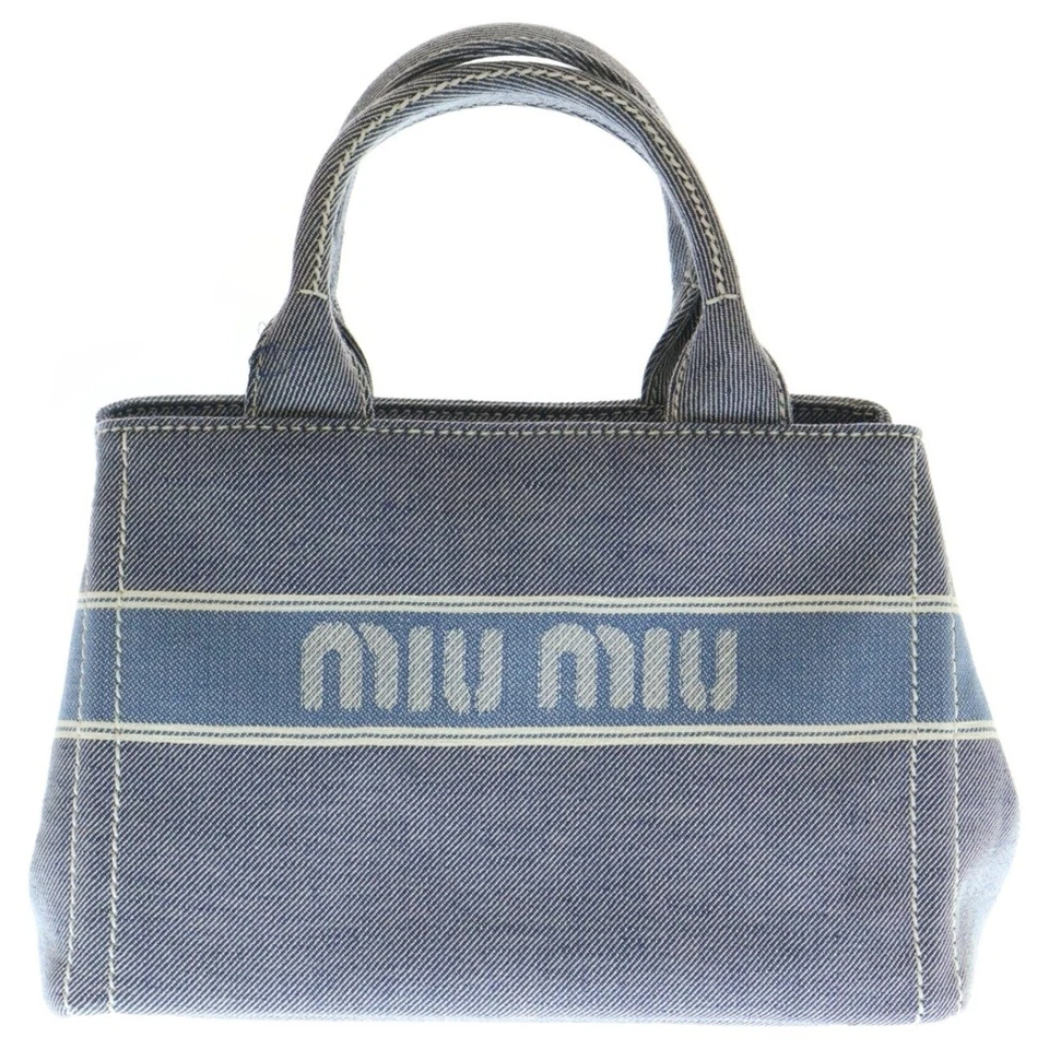 Miumiu Miu 2 Way Handbag Denim Small 5BA219 Used c62772a6b7bbabbba7d0d2f594bc48a - Image 2 of 4