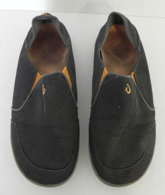 OluKai Mens 9 Nohea Mesh Slip On Shoes Boat Beach Gray Orange Sneakers Casual