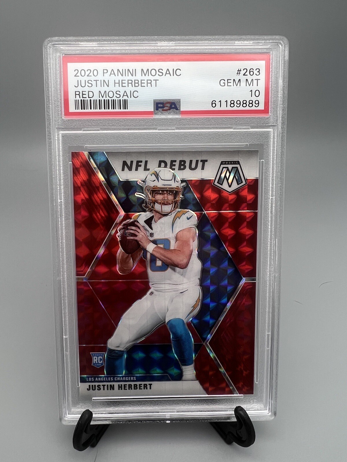 Justin Herbert 2020 Mosaic Red NFL Debut Rookie Card #263 PSA 10