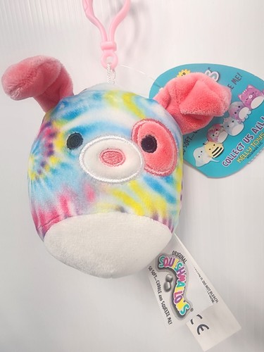 Squishmallows Shena the Tie Dye Dog Clip On 3.5" NWT - 第 1/4 張圖片