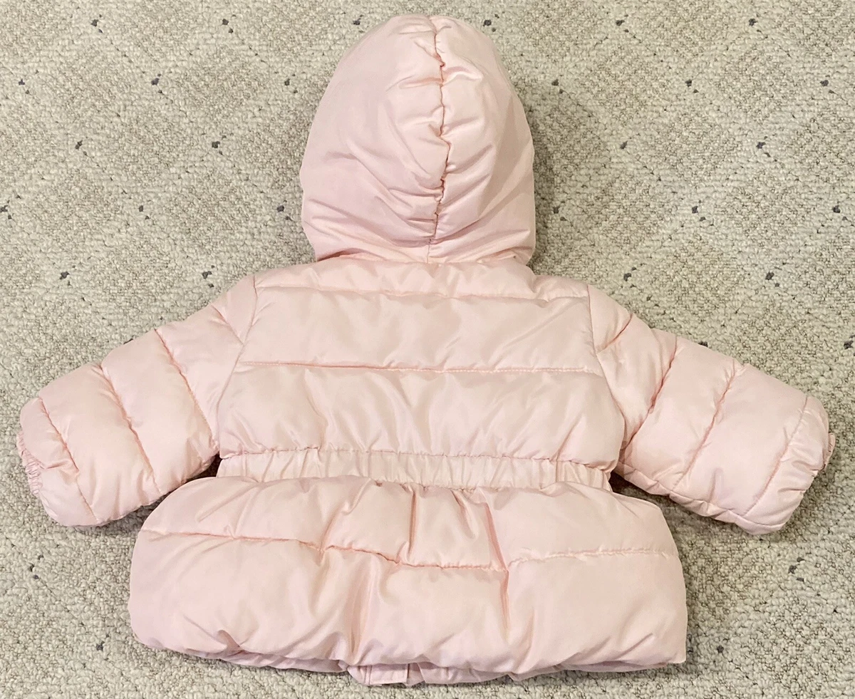 Baby GAP Puffer Snow Jacket Pink Bow Winter Coat 0 6 months Excellent Condition
