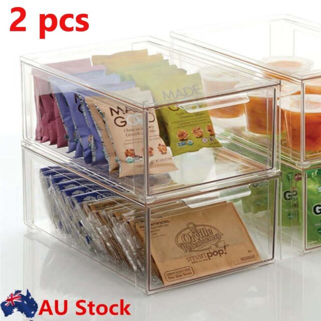 Clear Stackable Cosmetic Organizer Drawers Plastic Stackable Kitchen Storage Box