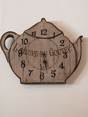 Country Corner Vintage Küchen Wanduhr Teekanne Design dickes Massivholz
