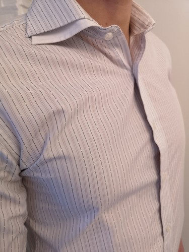 CAMICIA UOMO BIANCA A RIGHE MANICA LUNGA XACT TAGLIA SMALL - Foto 4 di 8