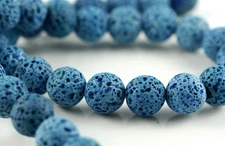 10MM BLUE VOLCANIC BASALTIC LAVA GEMSTONE ROUND 10MM LOOSE BEADS 16inch
