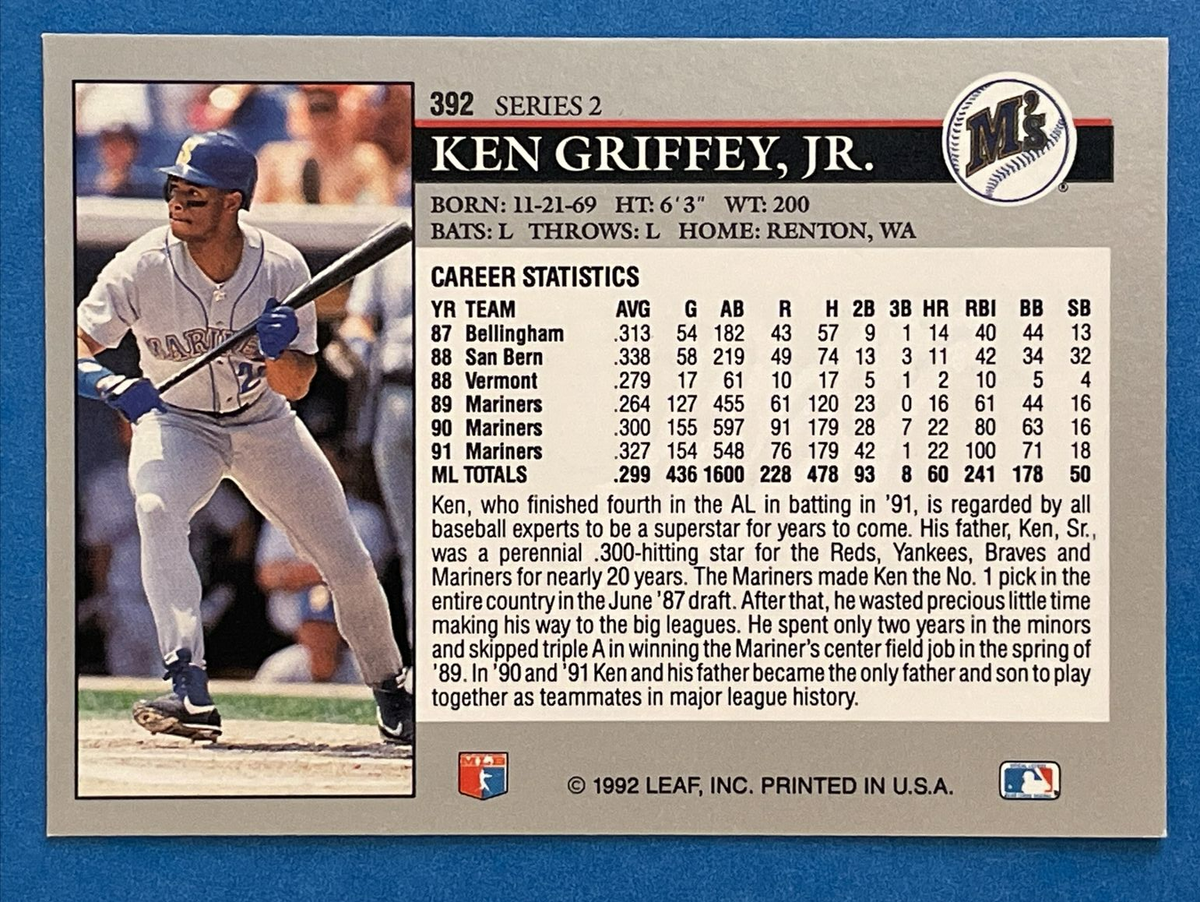 1992 Leaf Baseball Card #392 Ken Griffey Jr. Seattle Mariners | eBay