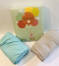 Cosmo Plus Fitted Jersey Knit Crib Mattress Sheets 2 Pack Gray  Blue 28x52x9