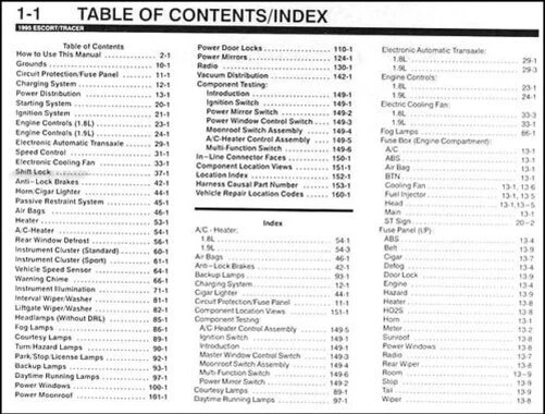 1995 Escort Tracer Eléctrico Y Vacío Problemas Manual Ford Mercury - Imagen 2 de 3