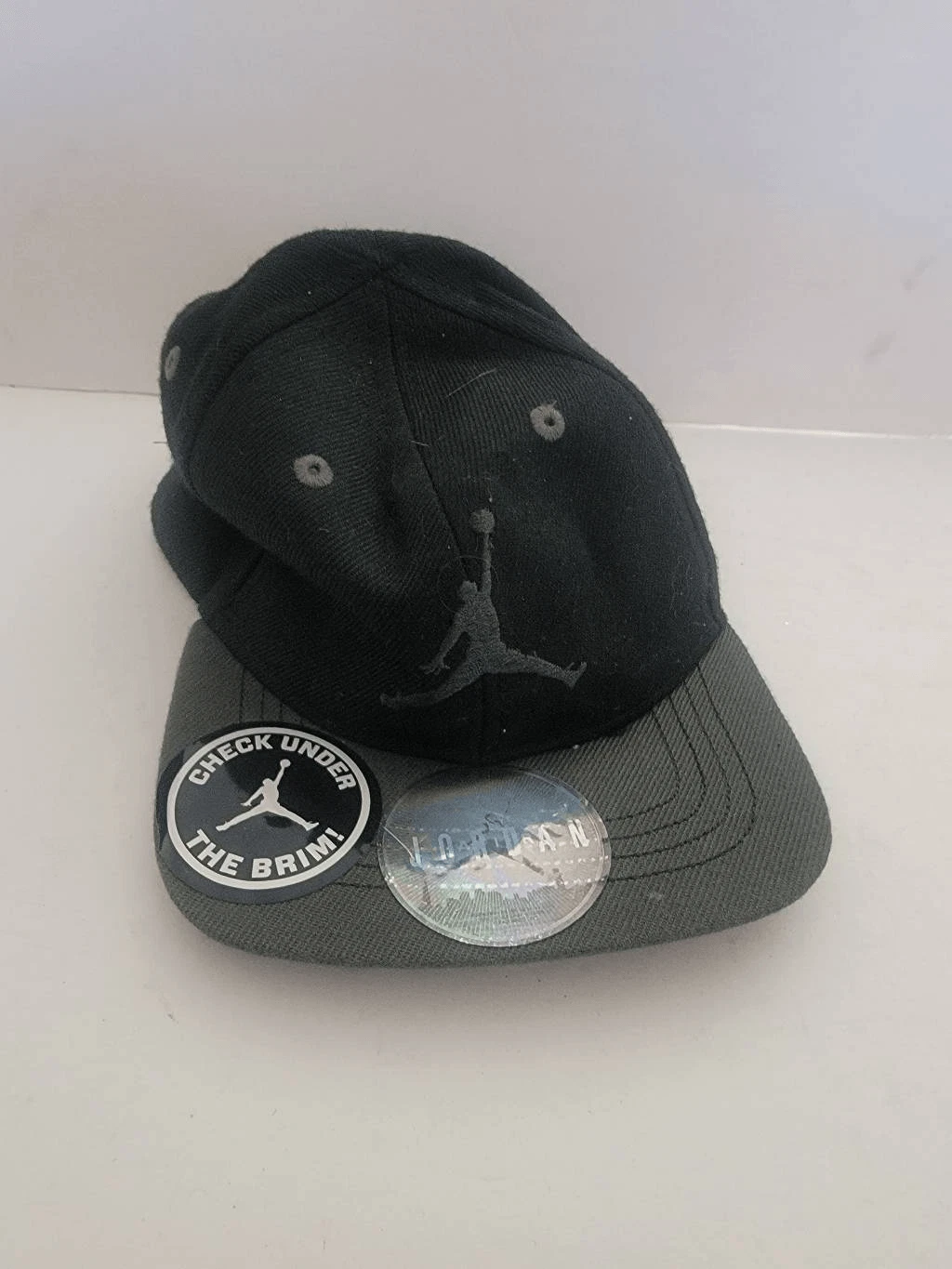 Jordan True Infant Black And Gray Snap Back Jumpman Logo Flat Brim Hat