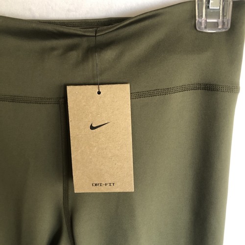 NWT Nike One Dri-Fit Girls' Leggings, Green, Nike Logo, Long Length, Size L - Picture 2 of 7