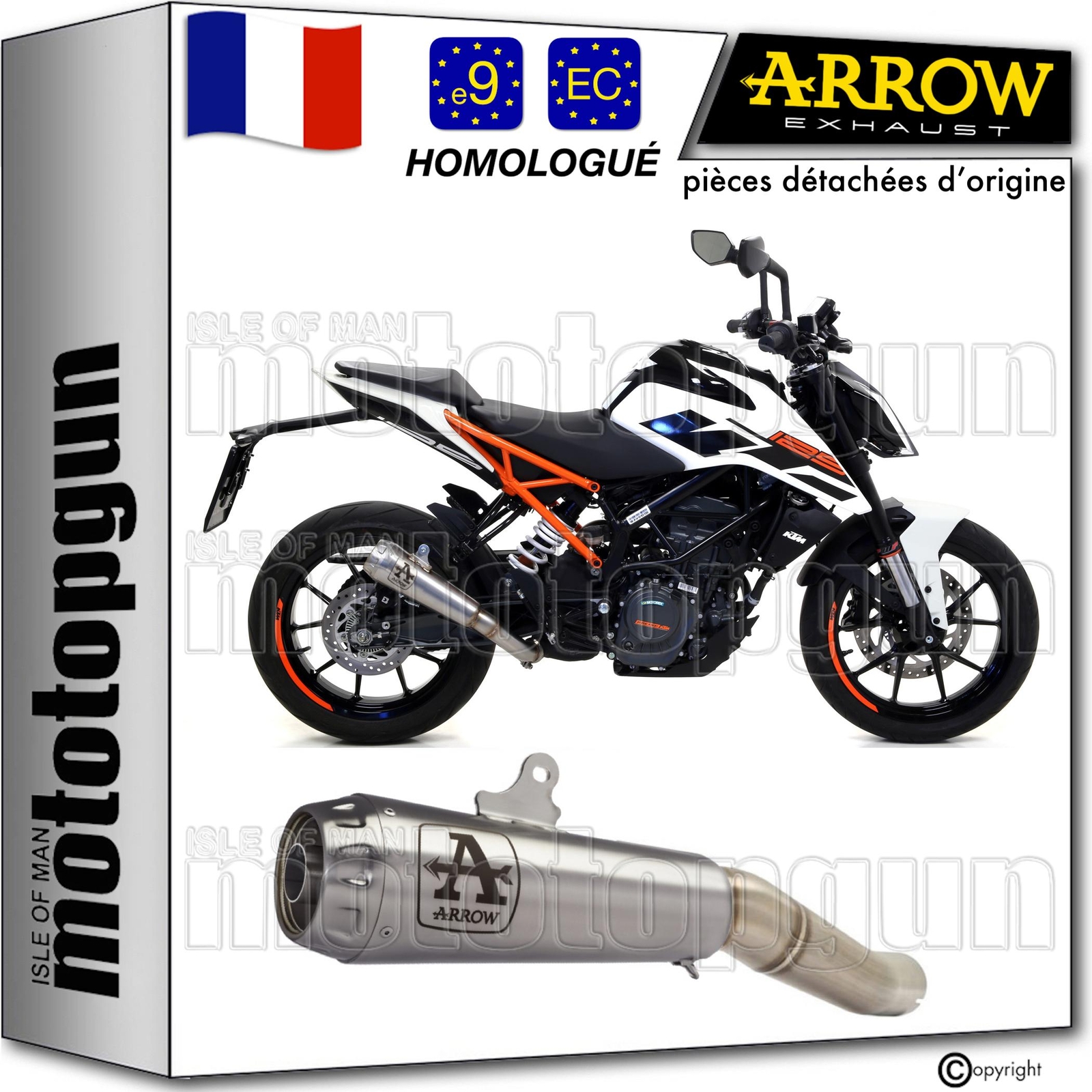Pot echappement Arrow Pro-Race moto KTM Duke 125 2017 2018 silencieux