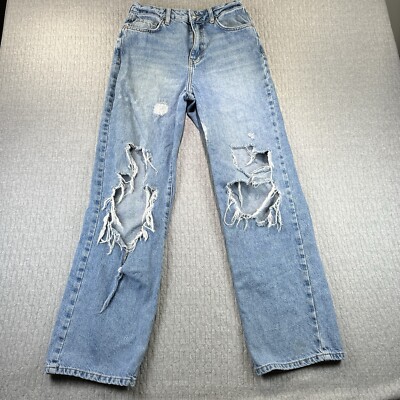 Forever 21 Women’s pants (26) straight leg, distressed ripped denim blue  jeans