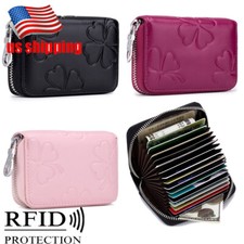 Women Men Wallet Credit Card Holder Leather Zipper RFID Blocking Pocket Purse US