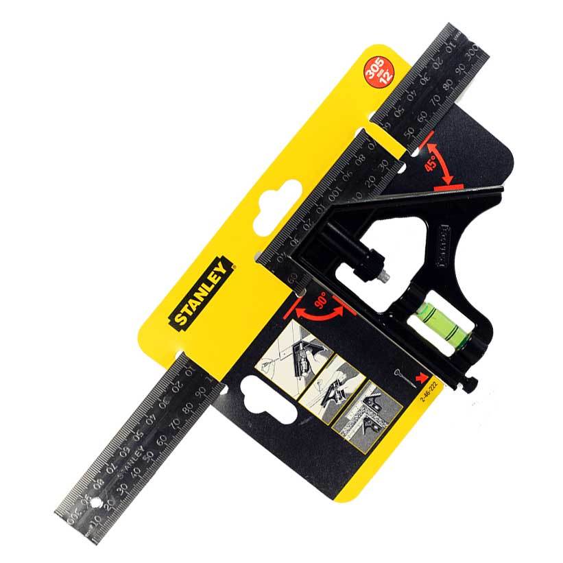 STANLEY 2-46-222 Metalen Combinatie Vierkant, 300mm/12'', Zilver/Zwart