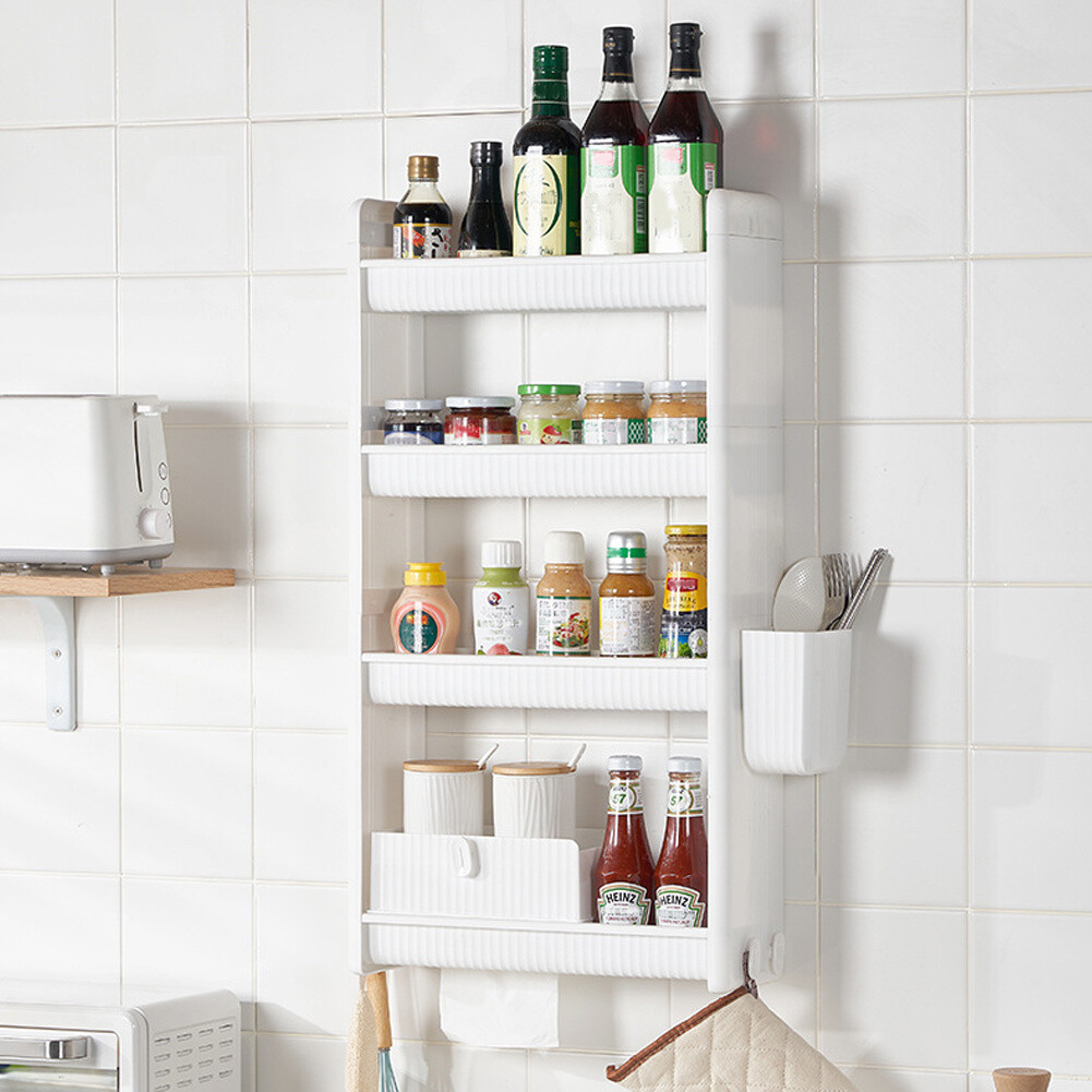 Kitchen Pantry Shelf Punch Free Spice Rack Seasoning Jars Holder Organizer  New