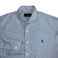 Ralph Lauren Mens Large Blue White Check Long Sleeve Button Down Shirt