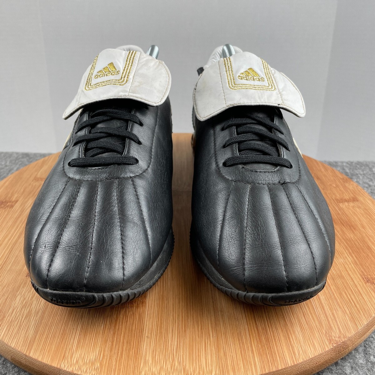 ADIDAS 7406 FG 447960 Black White Gold Leather Mens Soccer Cleats