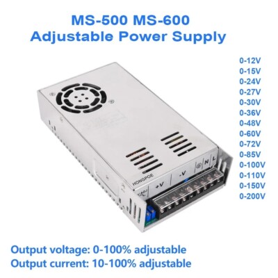 Industrial Adjustable 500W 600W Power Supply 0-200V AC-DC SMPS Output 110-220V