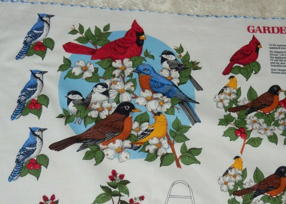 De colección Cranston VIP APLIQUES AVES DE JARDÍN 1+ Paneles PÁJAROS ROJOS GARBANZOS ARRENDAJO AZUL Foto 2 de 4