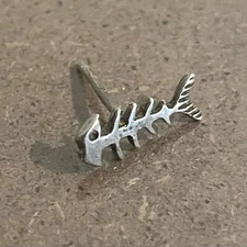 Fish Skeleton Single Stud Earring Silver post pierced ears one grunge goth punk