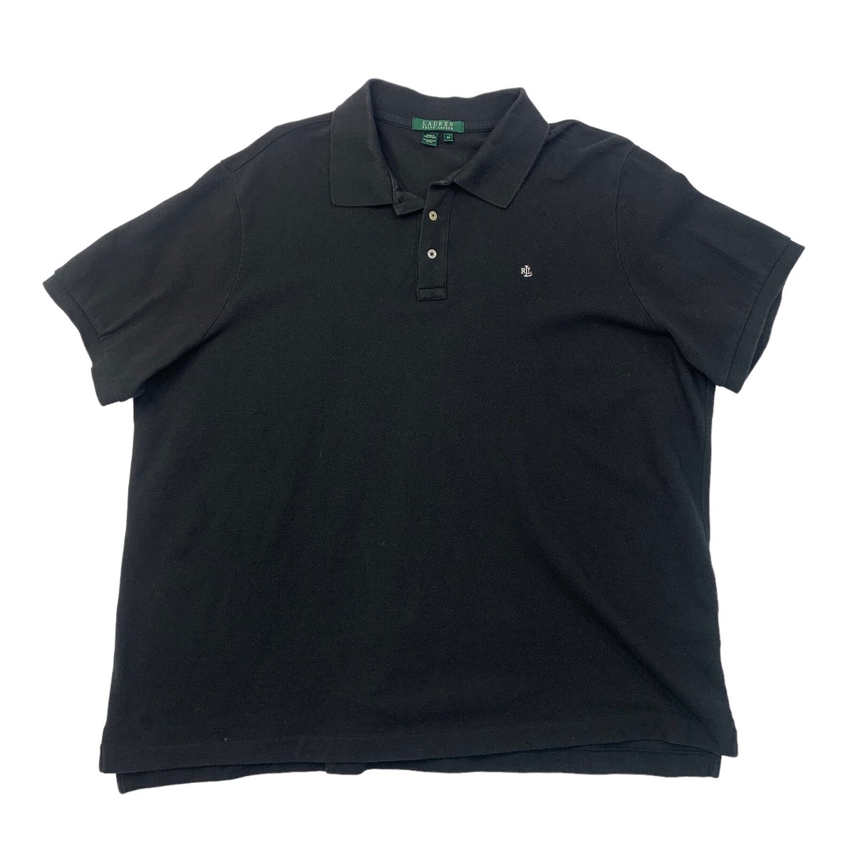 Lauren Ralph Lauren Polo Shirt Men 2X Big Black Cotton Hi Low