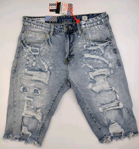Smoke Rise Mens Jean Shorts Blue Denim New Size 32 Distressed Rip & Repair NWT - Picture 4 of 22