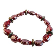 Red Bead and Silver Child Size Bracelet