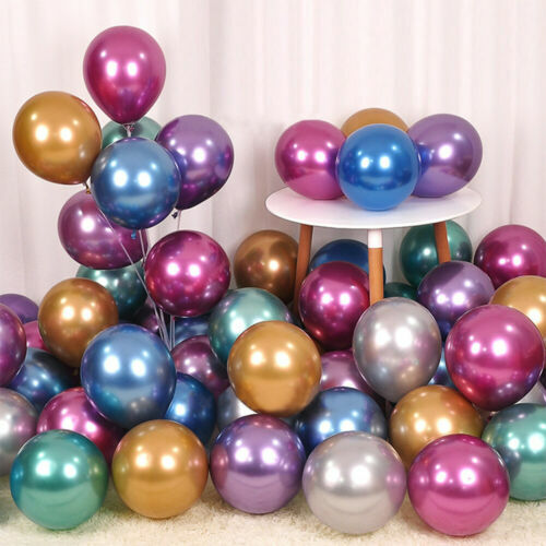 CHROME BALLOONS METALLIC LATEX PEARL 12" Helium Baloon Birthday Party - Bild 2 von 9