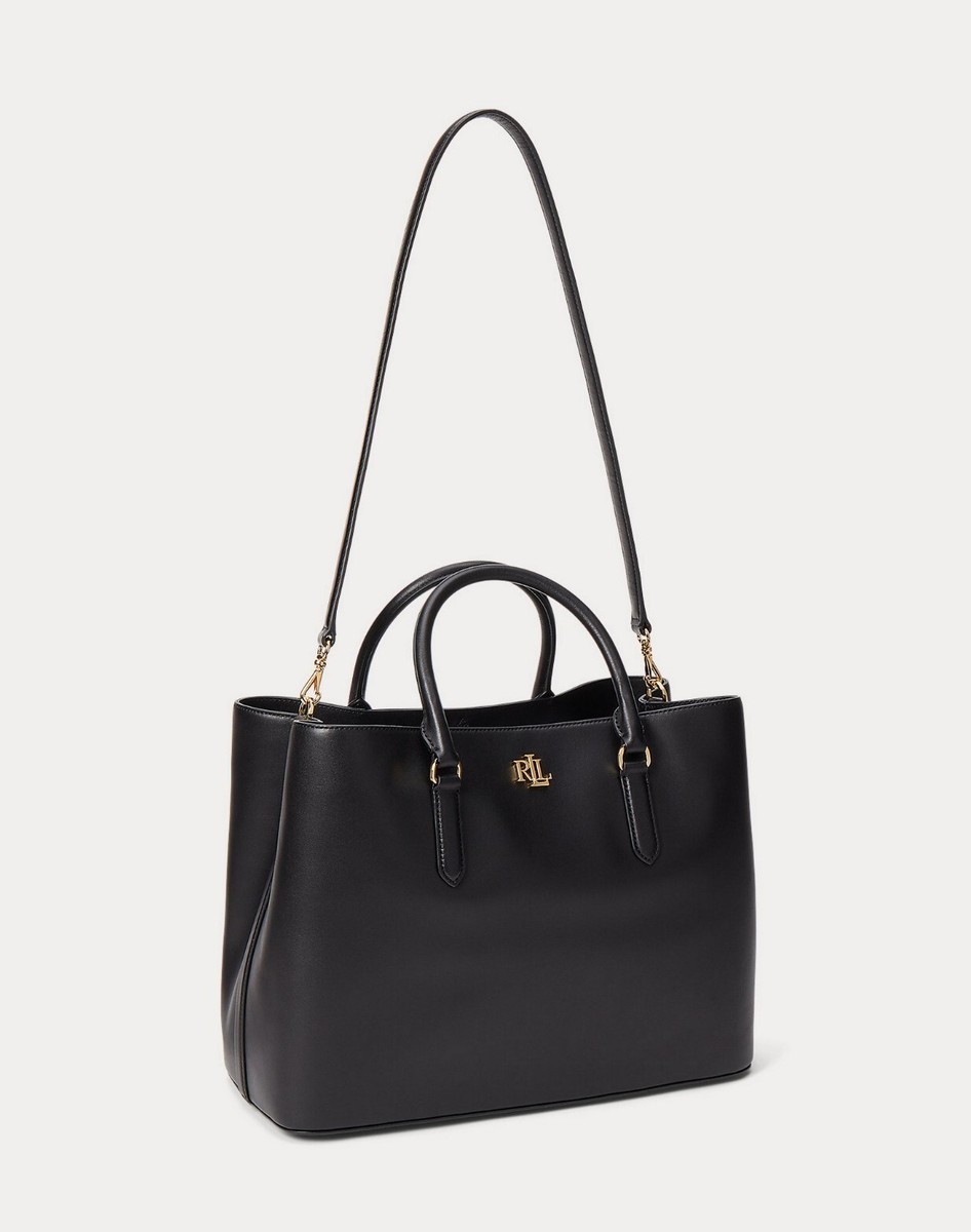 Lauren Ralph Lauren V2522 Womens Black Leather Large Marcy Satchel