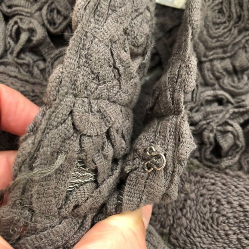 Miilla Chunky Woven Crochet Cardigan Women Medium Gray Floral 3/4 Sleeve NWT - Picture 9 of 12