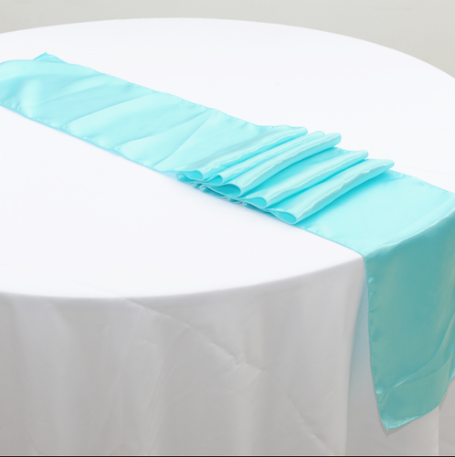 blue satin table runners anniversary wedding engagement party table decoration - Foto 1 di 3