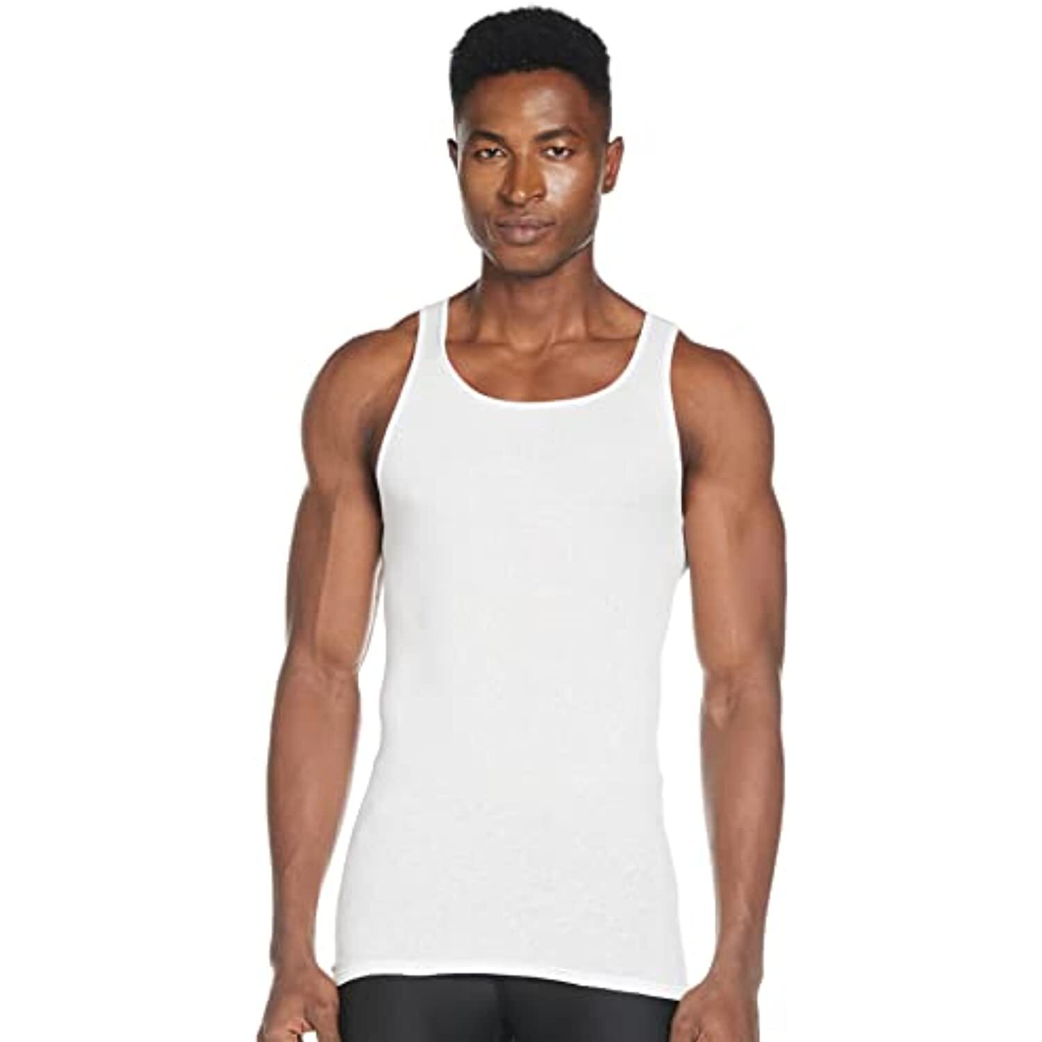 Мужская комфортная мягкая белая футболка A-силуэта Hanes Mens без бирки белый 372AP6 3XL 4690₽