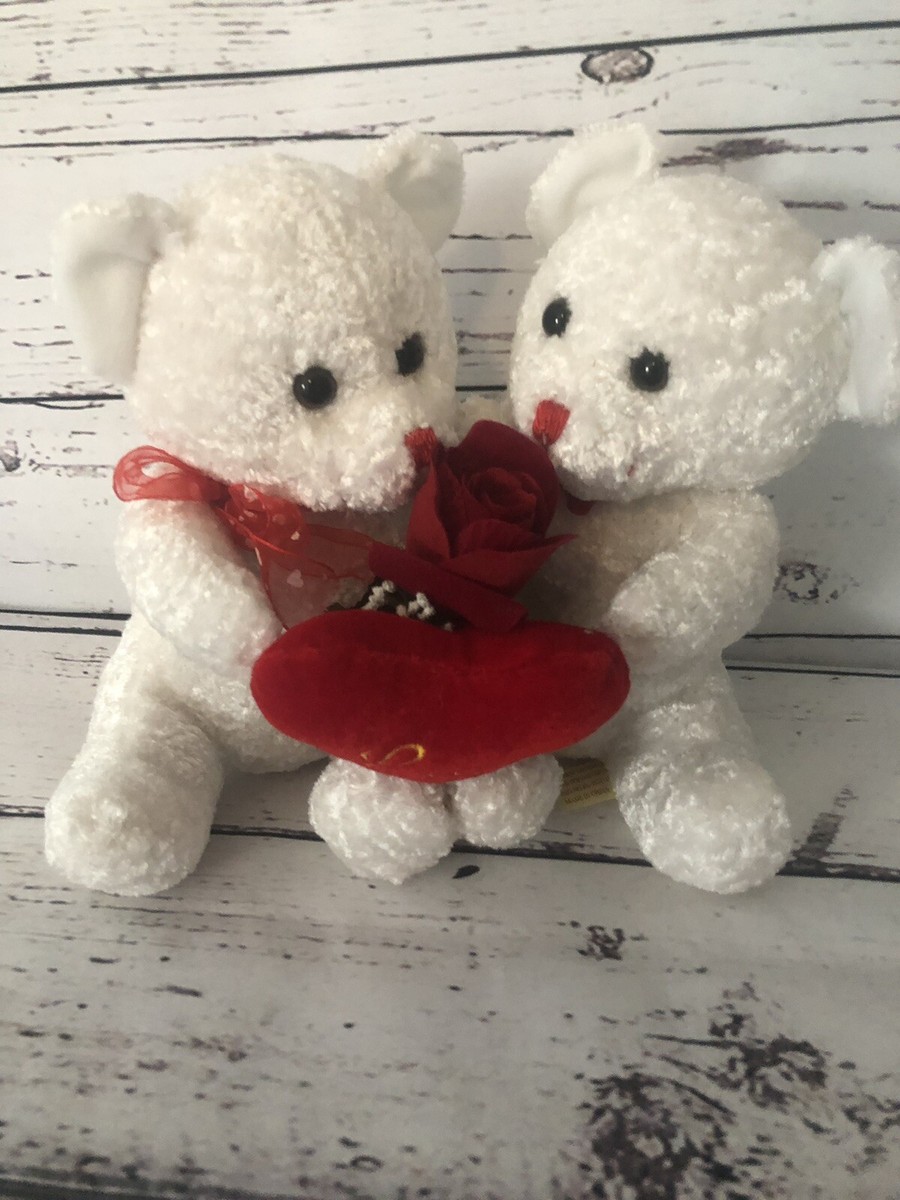 Valentine's Day Plush Attached Hugging Teddy Bears Love Heart Rose