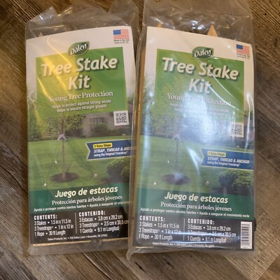 Dalen Natural Wood Stake Kits with Straps Wind Protection Made In USA Lot Of 2