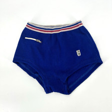 1960s Swimming trunks Swim shorts blue wool Terrycloth Retro Mens Small W32