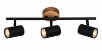 Briloner Spotleuchte, Schwarz, Mit Holz Exkl. 3Xgu10 Wandspot Wandleuchte Lampe