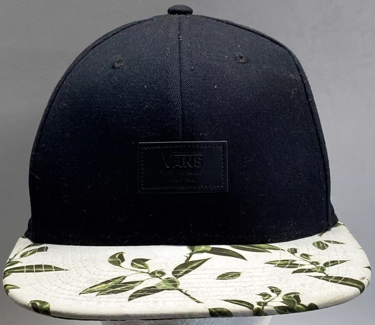 Vans Off The Wall Snapback Hat Cap Black Nature Leaves Theme