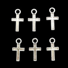 Bulk 300pcs small cross Antique Silver Charms Pendants for Jewelry Making 16 9mm