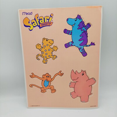 MEAD Safari Party Punch Out Monkey Cheetah Zebra Hippo 1989