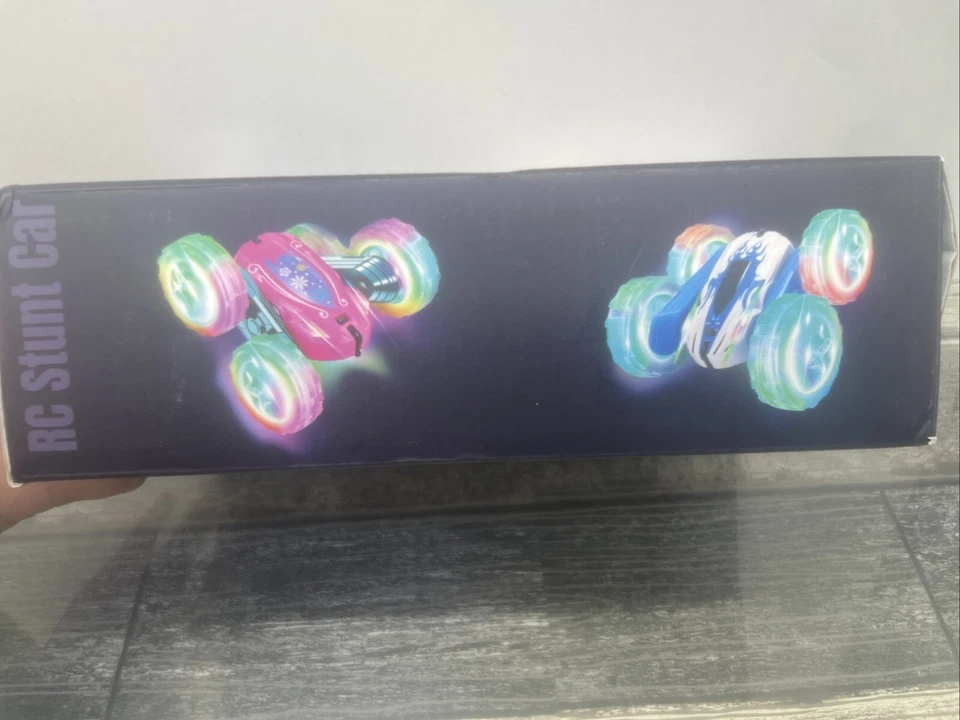 Double-Side Roll Cool Lights RC Stunt Car Blue /White. Car With Controller. {CC} - Image 4 of 4