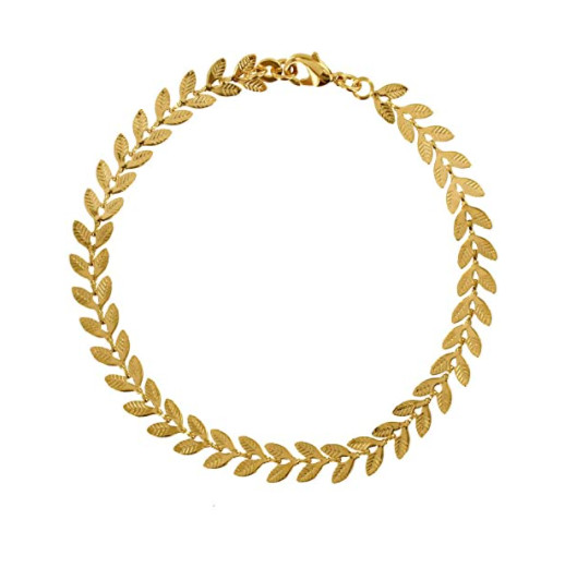Bracelet feuilles de laurier en plaqué or 18k, l'éclat du raffinement à la française