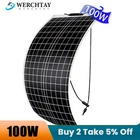 100w 200w Monocrystalline Flexible Solar Panel 12v for RV Camping Boat Home Golf