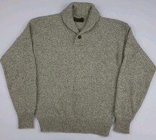 Vintage 80s Eddie Bauer Wool Knit Pullover Sweater Shawl Collar USA Made Outdoor