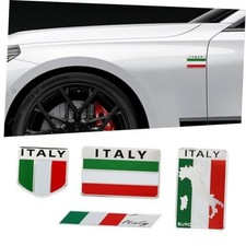 4Pcs 3D Metal Italy Flag Emblem Badge Decals for All Cars for Side Fender