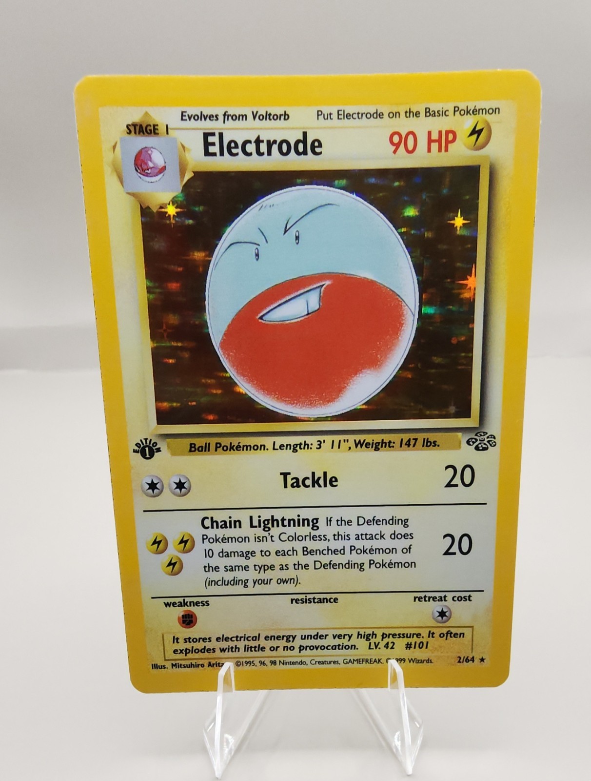 Pokémon TCG Electrode 2/64 1st Edition Jungle Holo Rare NM